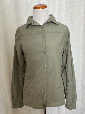 Breathable and Lightweight olive green Button-Up Shirt active wear